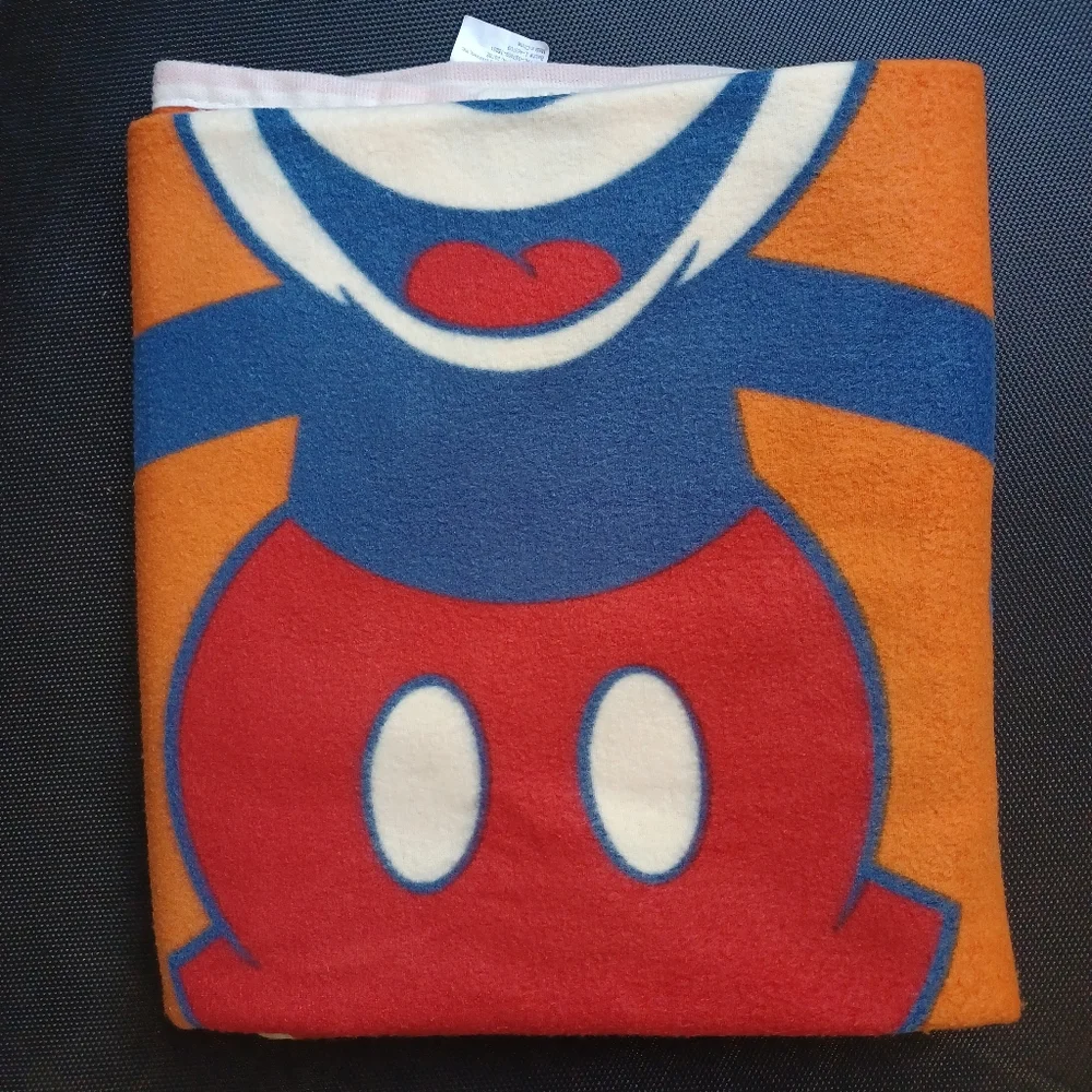 Disney Parks Mickey Mouse Disneyland Throw Blanket Fleece Orange Red Vintage